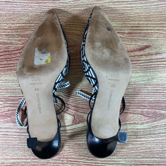 Manolo Blahnik Heels Black White 40 US 10 - Picture 8 of 8